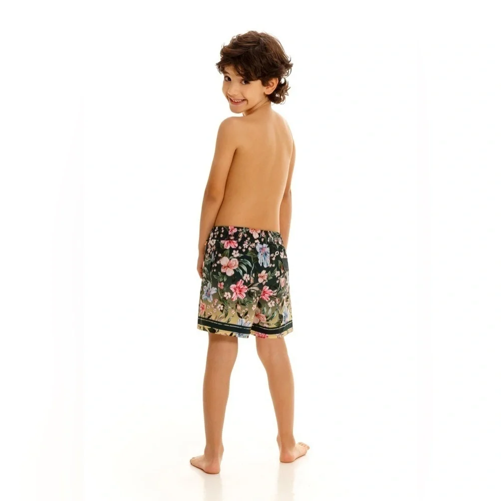 NWT Agua Bendita Nick Sally Swim Trunks Floral Ombre Boys Size 2